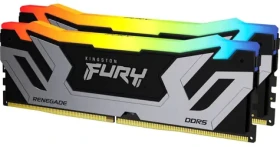 Kingston FURY Renegade RGB čierna-strieborná / Operačná pamäť / DDR5 / 48GB (2x24GB) / 8400 MHz / CL40 / CUDIMM / XMP (KF584CU40RSAK2-48)