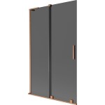 MEXEN/S - Velar L dvojkrídlová posuvná vaňová zástena 110 x 150, grafit, meď kartáčovaná 896-110-003-41-65