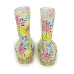 Dievčenské čižmy z PVC - kvetinová potlač, Pidilidi, PL0038-13, biela - 30