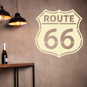 Veselá Stena Samolepka Route 66 Farba: béžová, Veľkosť: 100 x 100 cm