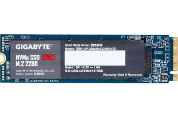 GIGABYTE M.2 NVMe SSD 256GB / M.2 80mm / PCIe 3.0 x4 / TLC / RW: 1700 amp; 1100MBs / IOPS: 180K amp; 250K / MTBF 1.5mh / 5y (GP-GSM2NE3256GNTD)