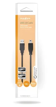 Nedis USB 2.0 kábel čierna / Kábel USB / USB-A - Mini-B / 480 Mbps / 1 m (CCGB60300BK10)