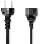 Nedis Predlžovací napájací kábel čierna / Predlžovací kábel / Zástrčka Schuko - Zásuvka Schuko / Priamy / 2 m (CEGL10200BK20)