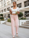 Dámske džínsy s vysokým pásom a širokými nohavicami ružové FashionStreet UY2966 s34