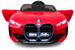 Mamido Elektrické autíčko Audi BMW i4 v ohnivo červenej farbe s EVA kolesami a koženým sedadlom, s diaľkovým ovládaním