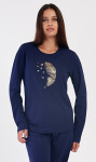 Dámske dlhé pyžamo Feathers tmavě modrá 2XL