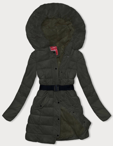 Dámska zimná páperová bunda v army farbe (2M-007) odstíny zelené XXL (44)
