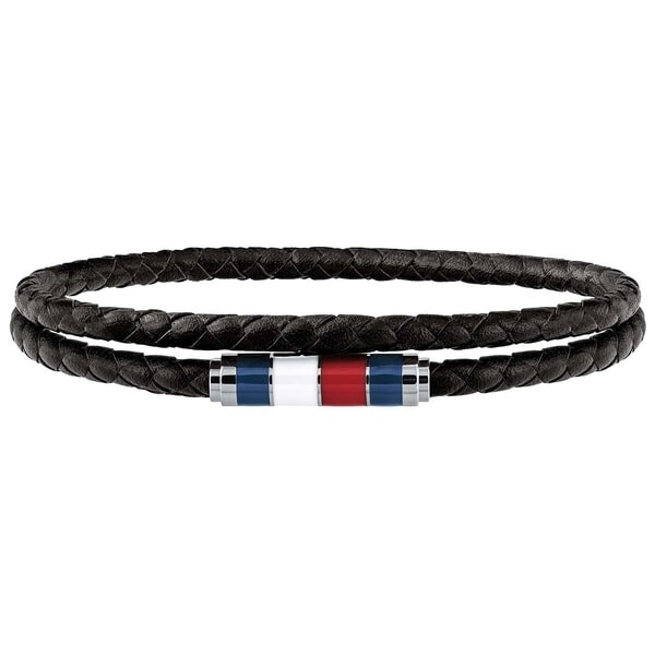 Tommy Hilfiger Štýlový čierny kožený náramok TH2790056