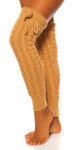 Sexy knit leg warmers with cable stitch pattern KHAKI Einheitsgroesse