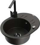 MEXEN/S MEXEN/S - Kevin granitový drez s odkvapkávačom vrátane batérie Rita, čierna/zlatá metalik 6517-75-670300-70-B