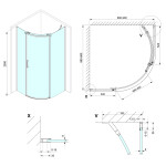 POLYSAN - THRON ROUND štvrťkruhová sprchová zástena 900x900, číre sklo, pravá TL2690R-5005