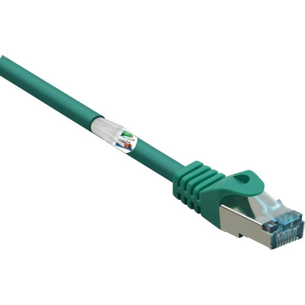Renkforce RF-5224646 RJ45 sieťové káble, prepojovacie káble CAT 6A S/FTP 10.00 m zelená s ochranou, samozhášavý 1 ks; RF-5224646