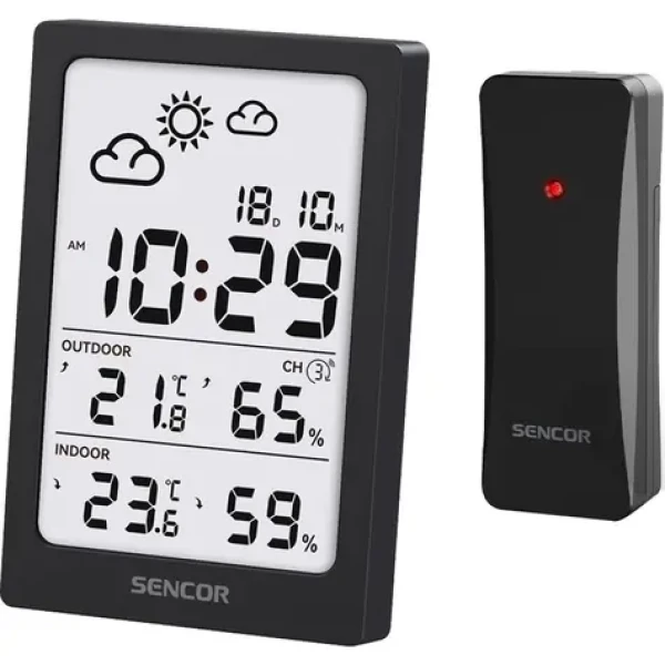 Sencor SWS 2300 B meteostanica čierna / LCD / bezdrôtový snímač (8590669379309)