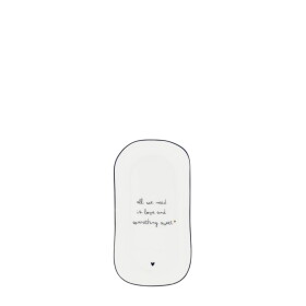 Bastion Collections Keramický oválny tanierik White/Brown nápis