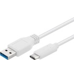 PremiumCord prepojovací USB 3.0 kábel s konektormi USB-C - USB-A biely 1m (8592220014445)