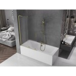 MEXEN/S - Velar L dvojkrídlová posuvná vaňová zástena 110 x 150, dekor, zlatá kartáčovaná 896-110-003-31-55