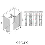 CERANO - Sprchová zástena Walk-in Onyx TL/P - 8 mm - hranatá vzpera - čierna matná, transparentné sklo - 100x40x200 CER-8050BD71996
