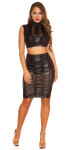 Sexy KouCla Wetlook Crop Top With Mesh black M