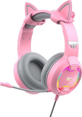 Havit GAMENOTE H2233d RGB ružová / herné slúchadlá s mikrofónom / 2.2 m / 3.5mm Jack + USB (H2233d-pink)