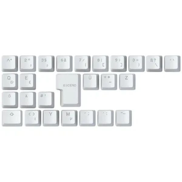 Glorious vymeniteľné klávesy GMMK ABS Doubleshot V2 (ISO DE) biela / ABS / 26 ks / ISO DE layout / Cherry MX(+) (GLO-KC-ABS-DEKIT-W)