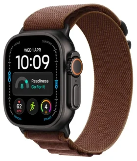 Apple Watch Ultra 4 GPS+Cellular 49mm Čierne titánové telo - Burgundsky červený alpský ťah M/145-190 mm (MJC14QC/A)