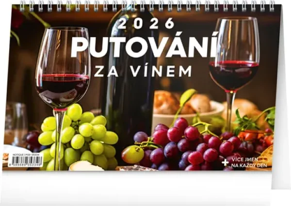 NOTIQUE Stolový kalendár Putovanie za vínom 2026, 23,1 x 14,5 cm (PGS-35334)