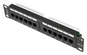 Lanberg Patch panel 10" 12 Port 1U čierny / Patch panel / Cat.5E / UTP (PPU5-9012-B)