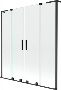 MEXEN/S - Velar L Duo dvojkrídlová posuvná vaňová zástena 160 x 150, transparent, čierna 896-160-003-02-70