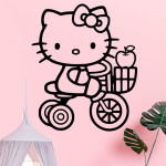 Veselá Stena Samolepka Mačička Hello Kitty Farba: modrá, Veľkosť: 60 x 49 cm