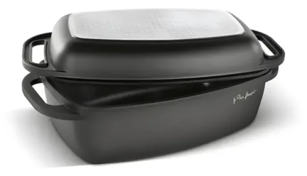 Lamart LT1308 pekáč s pokrievkou 3+5,5 l čierny / Rozmer 40x22,5x17 cm / Hliník / Nepriľnavý povrch (8590669391080)