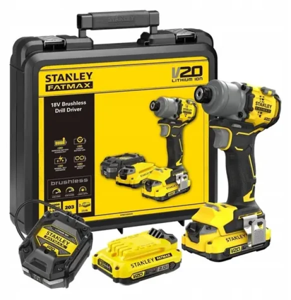 Stanley V20 SFMCF830D2K / Aku rázový uťahovák / 18V / 203 Nm / 2x 2.0 Ah (SFMCF830D2K-QW)
