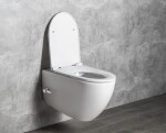 ISVEA - INFINITY CLEANWASH závesná WC misa, integrovaný ventil a bidetová spŕška, Rimless, 36,5x53cm, biela 10NFS1001I