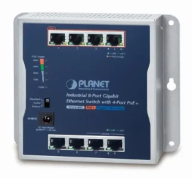 Planet Priemyselný PoE switch / Switch priemyselný / 8x 1Gb RJ45 / 4X PoE 30/60W / 48-56V / IP30 / -20/60 °C (WGS-814HP)