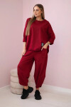 Bavlnená mikina nohavice set Burgundy UNI