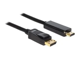 DeLock 82587 čierna / Kábel / DisplayPort na HDMI / 2 m / max. 1920×1080 / pozlátené konektory (82587)