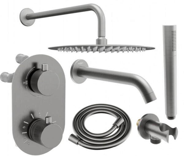 MEXEN/S - Kai DR70 podomietkový vaňový SET s výtokovou hubicou + slim sprcha 25, grafit 77602DR70251-66