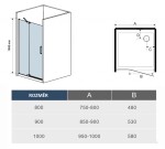 H K - Sprchové dvere AIRLINE B5 90 jednokrídlové s pevnou stenou 85-90 x 195, L / P variant SE-AIRLINE90SET