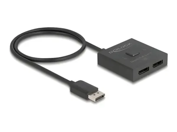 DeLock DisplayPort Switch 2:1 čierna / Prepínač / Obojsmerný / 8K / 50 cm (18906)