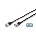 Digitus DK-1632-A-005S-BL-10 RJ45 sieťové káble, prepojovacie káble CAT 6A 0.5 m čierna 1 ks; DK-1632-A-005S-BL-10