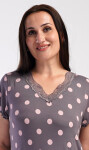 Dámska nočná košeľa s krátkym rukávom Polka dots hnědá XXL