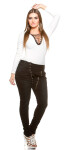 Curvy Girls Size! Skinnies with buttons and zip black