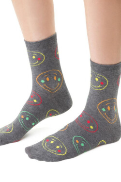 Dámske vzorované ponožky 099 MELANŽOVĚ ŠEDÁ 38-40