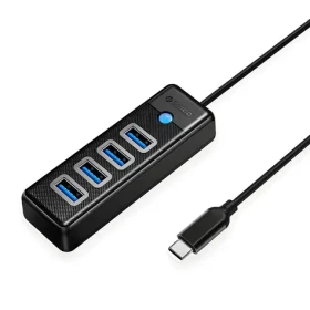 Orico PW4U-C3 čierna / USB hub / 4X USB-A 3.0 / konektor USB-C