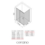 CERANO - Sprchovací kút Orlano L/P - 5 mm - čierna matná, transparentné sklo - 140x70x195 - posuvný CER-DY505B-90169