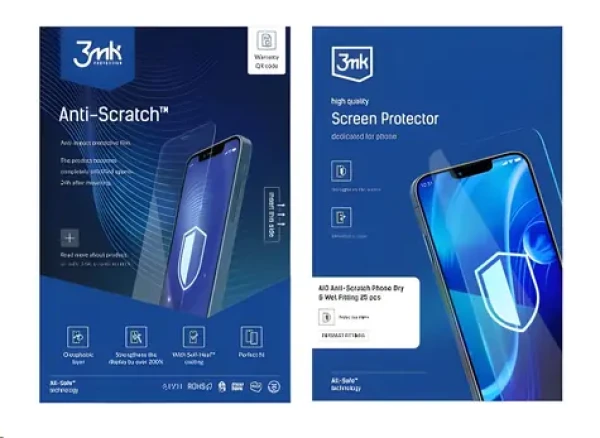 3mk All-Safe AIO Anti-Scratch Phone / Ochranná fólia / Dry Wet Fitting / 25 ks (5903108477390)