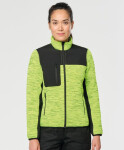 WK WK 9109 Dámska pracovná pletená fleecová bunda 20.9109 fluorescenčná žltá melírovaná/čierna fluorescent yellow melange/black S