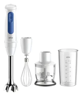 Braun MultiQuick 3 MQ30202M bílo-modrá / Tyčový mixér / 900 W / 2 rychlosti / sekáček 350 ml / metla / nádoba 600 ml (0X22111538)