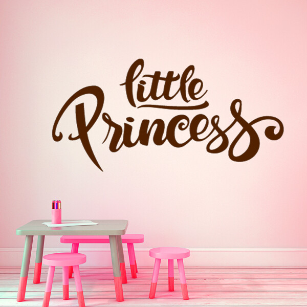 Veselá Stena Samolepka Nápis Little princess Farba: hnedá, Veľkosť: 60 x 32 cm