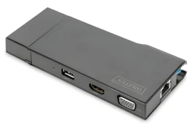 Digitus DA-70894 / Cestovná dokovacia stanica / USB-C / HDMI / VGA / RJ-45 / čítačka kariet SD/microSD (DA-70894)