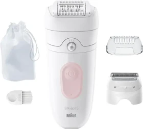 Braun Silk-épil 5-030 biela/ružová / Epilátor so 4 doplnkami / 2 rýchlosti / vodeodolný / 28 pinziet (7500435225045)